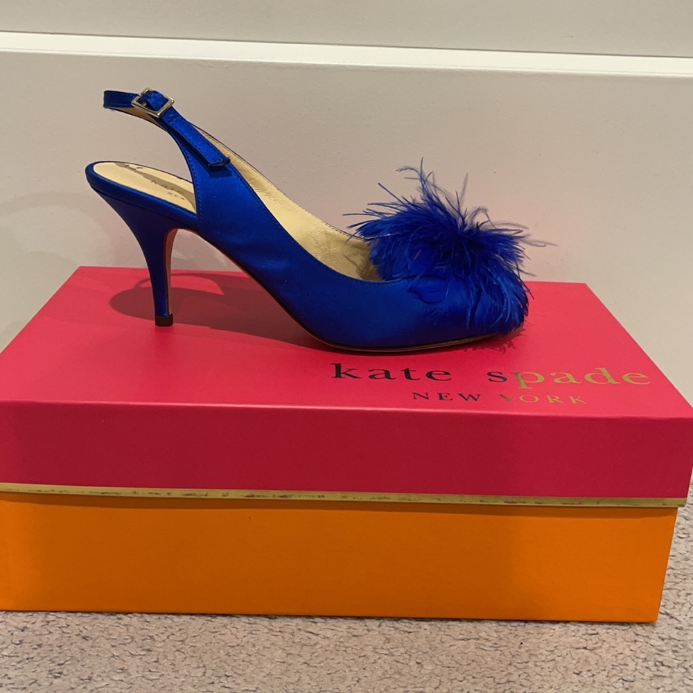 Kate Spade Sema Slingback Peep Toe Cobalt Blue Wedding 6